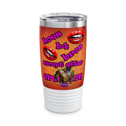 hoes b4 bros - Ringneck Tumbler, 20oz (burnt orange)