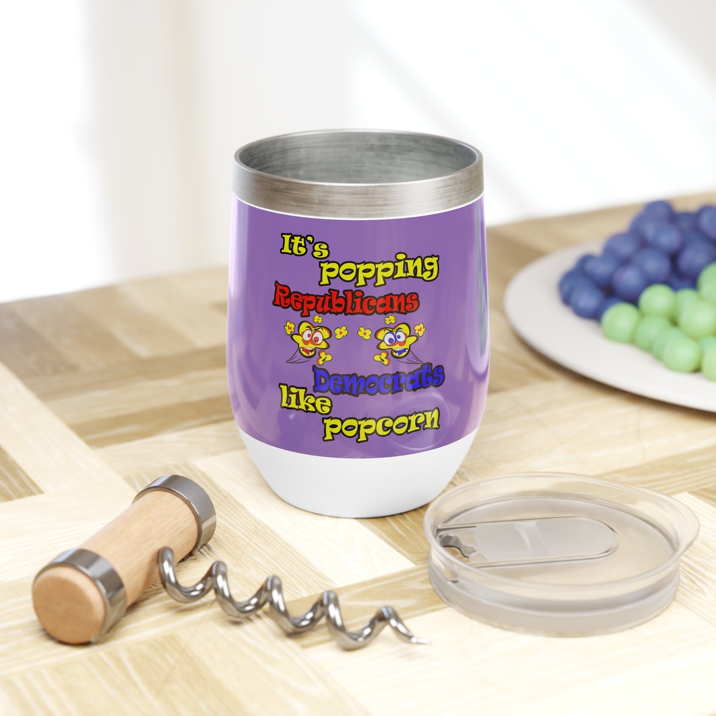 popping like popcorn - Chill Wine Tumbler (light purple)