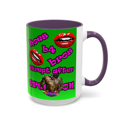 hoes b4 bros - Accent Mug (logo green)