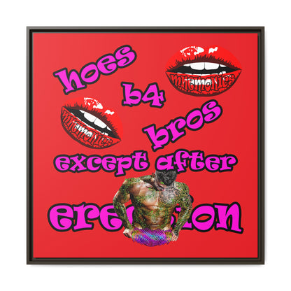 hoes b4 bros - framed canvas art (red)