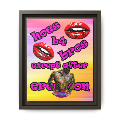 hoes b4 bros - framed canvas art (color blur)