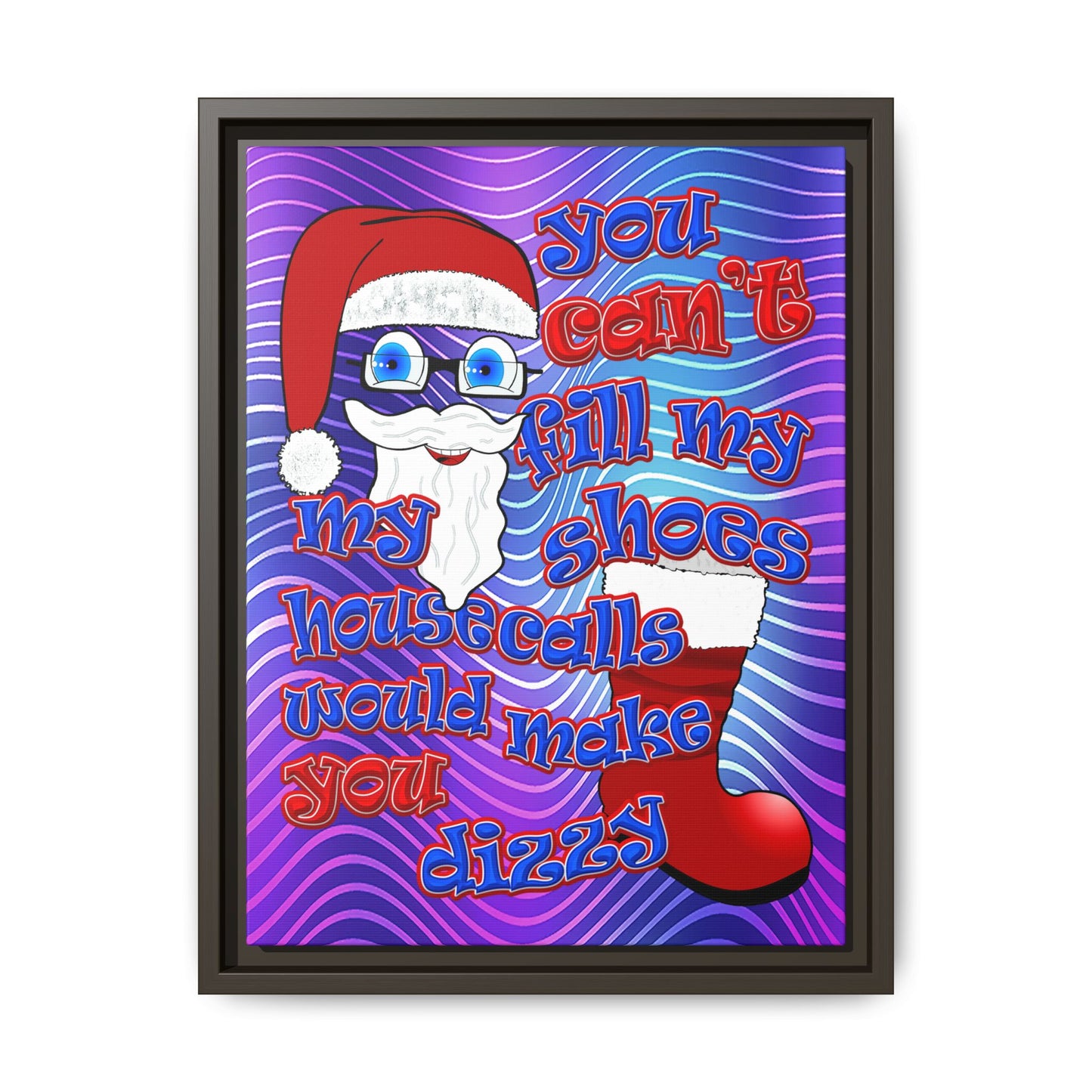 santa's shoes - framed canvas art (purple wave)