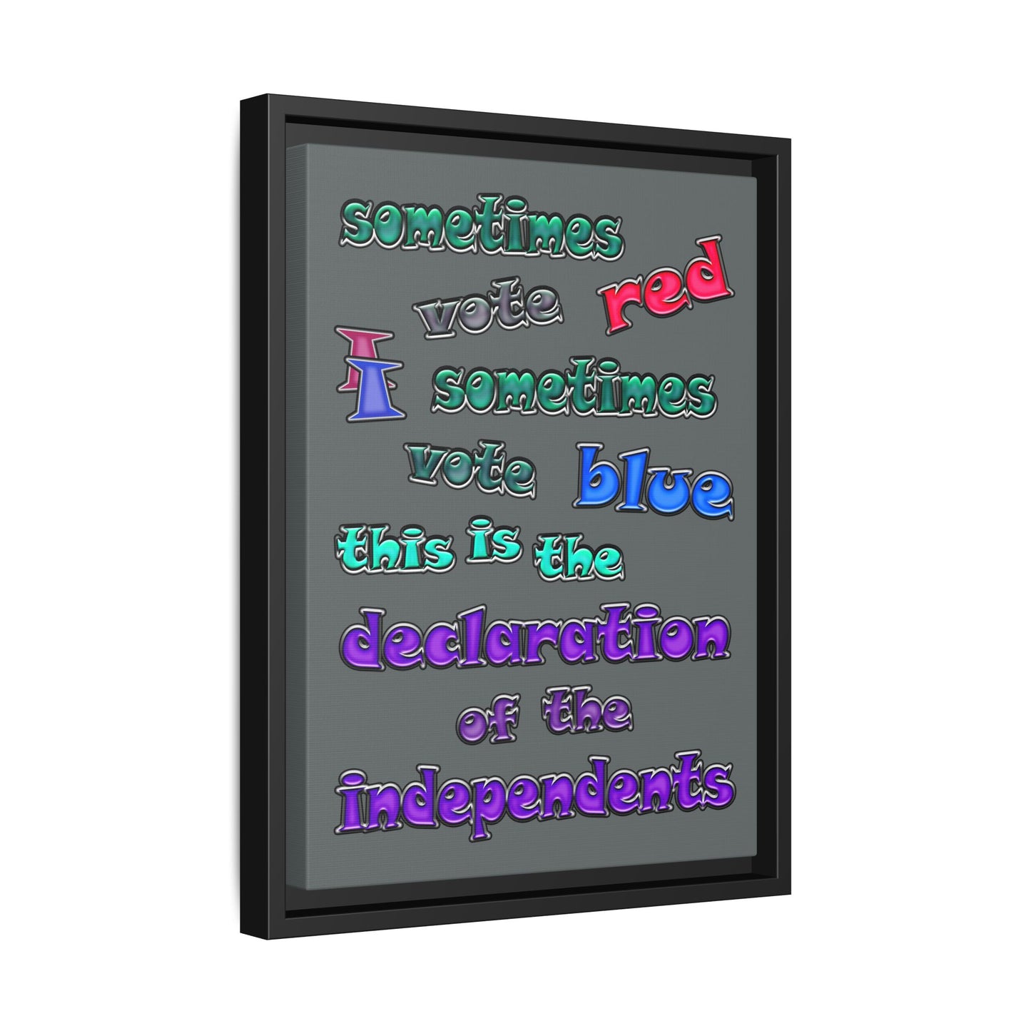 declaration of the independents - framed canvas art (dark grey)