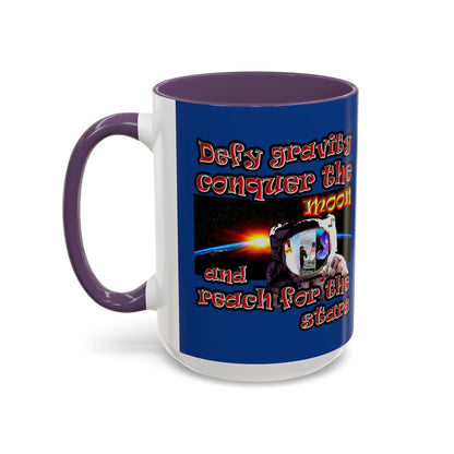 defy conquer reach - Accent Mug (dark blue)