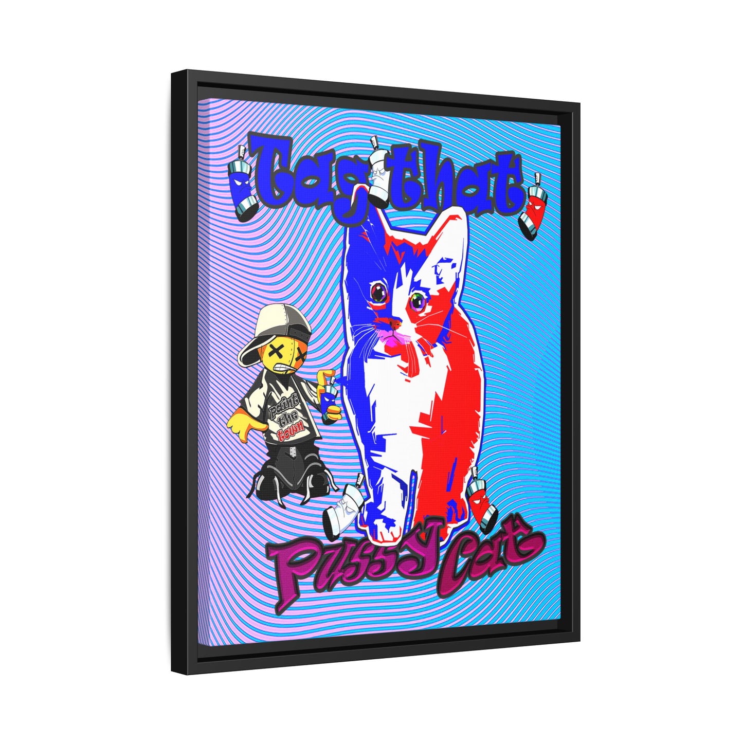 tag that - framed canvas art (light blue-purple wave)