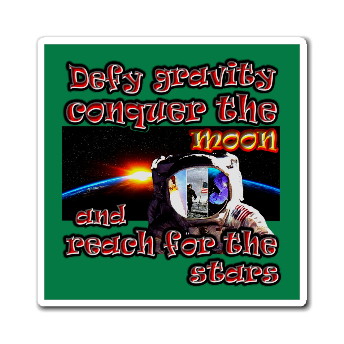 defy conquer reach - Magnets - (dark green)