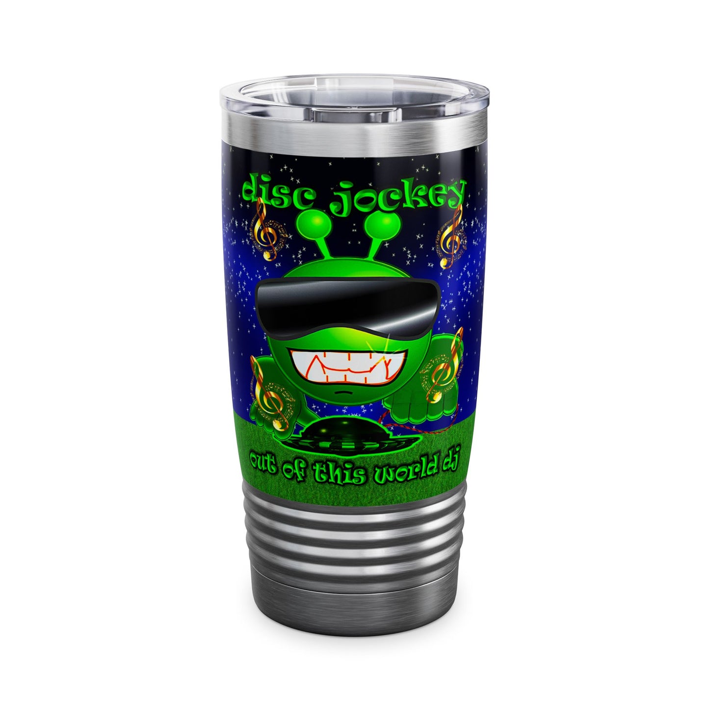 disc jockey - Ringneck Tumbler, 20oz ('snoops' background)