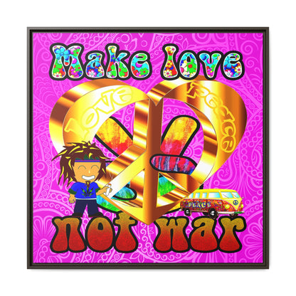 love peace - framed canvas art (pink swirl)