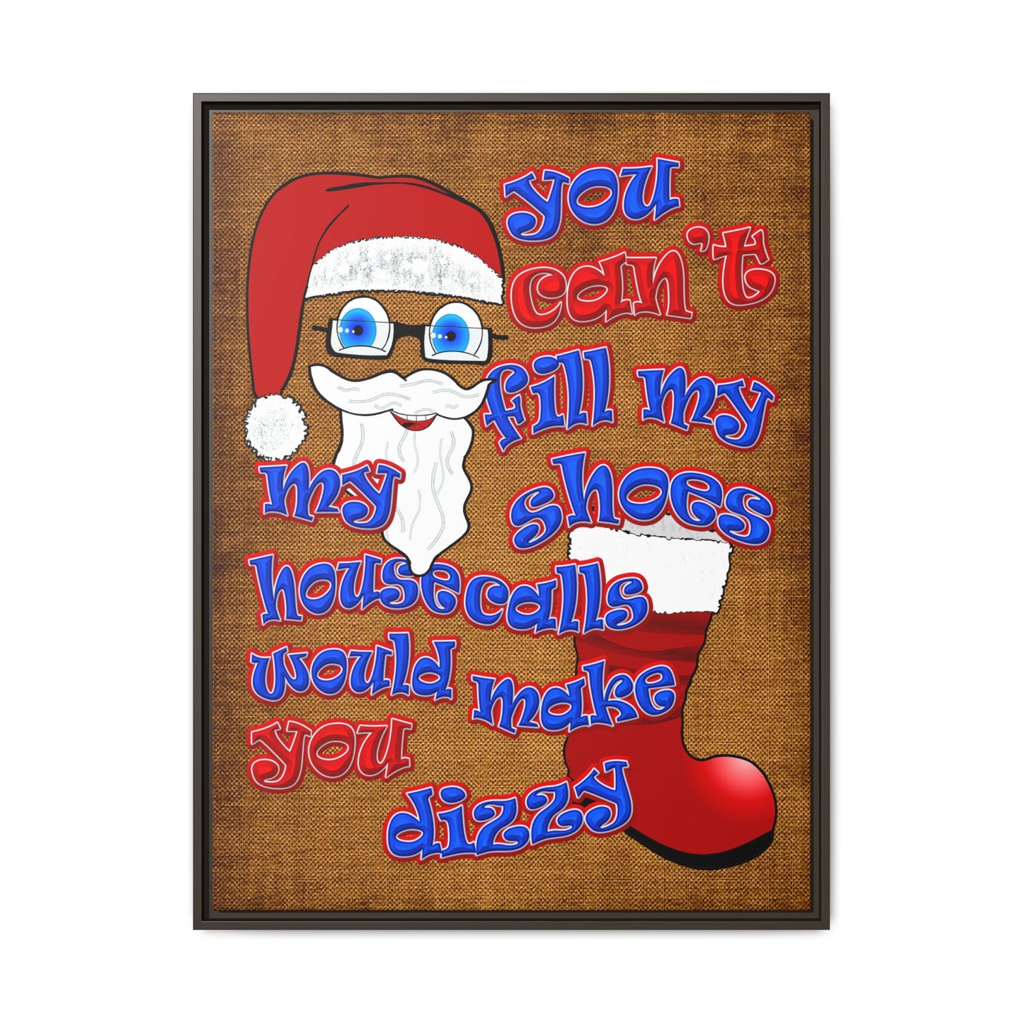 santa's shoes - framed canvas art (brown papyrus)