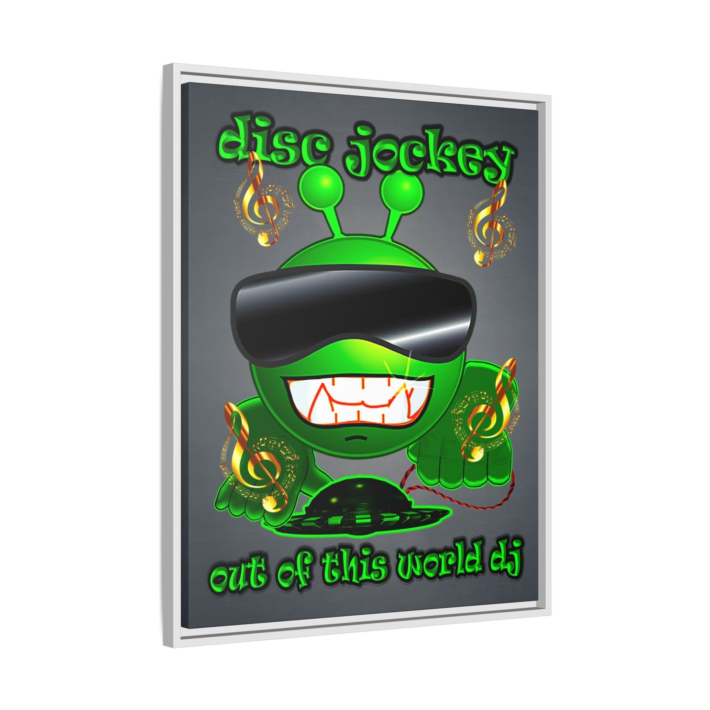 disc jockey - framed canvas art (grey-light grey)