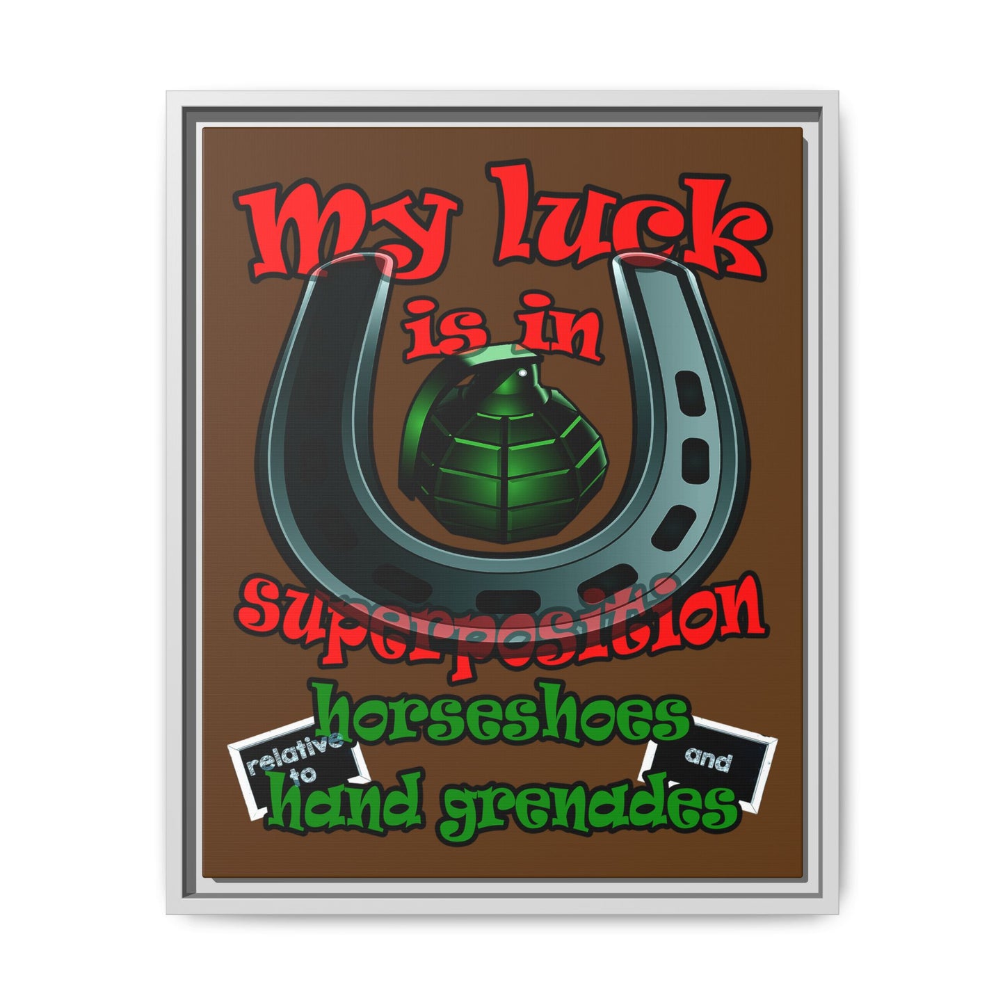 my luck - framed canvas art (brown)