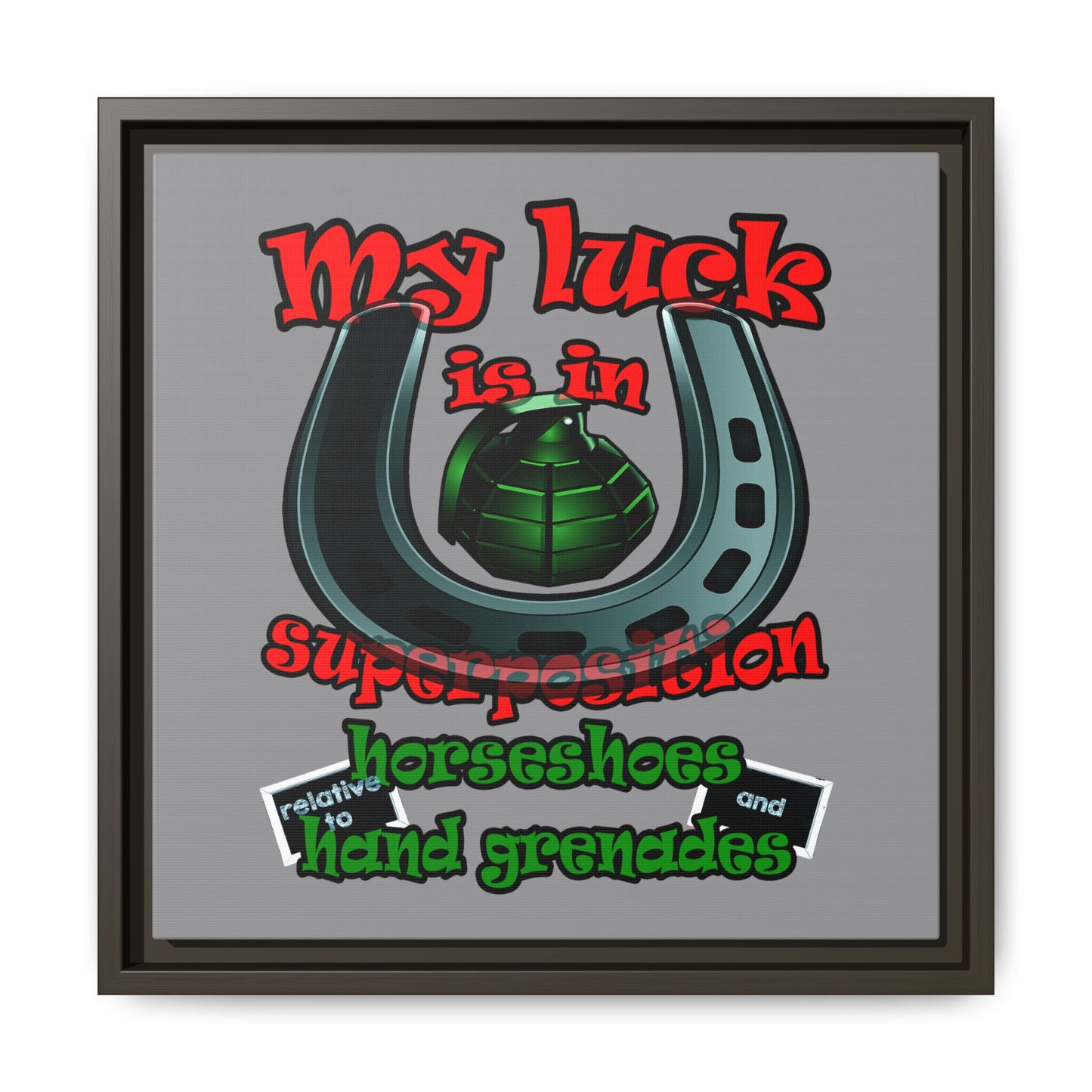 my luck - framed canvas art (grey)