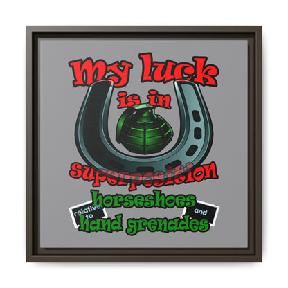 my luck - framed canvas art (grey)