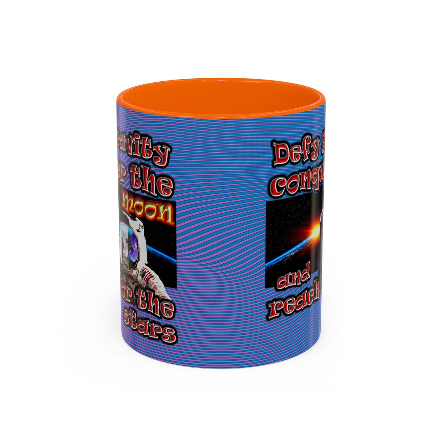 defy conquer reach - Accent Mug (light blue-purple wave)