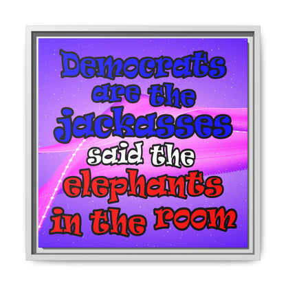 donkeys and elephants - framed canvas art (purple-pink wave)