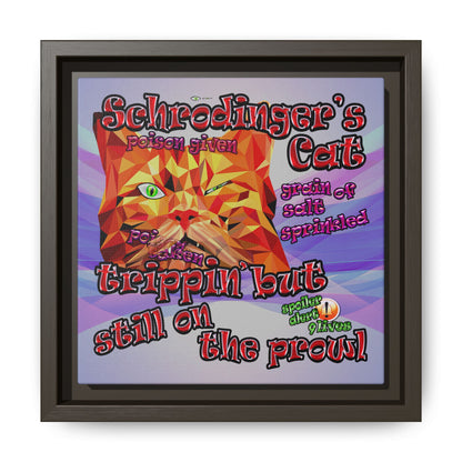 schrodinger's cat - framed canvas art (light blue-pink wave)