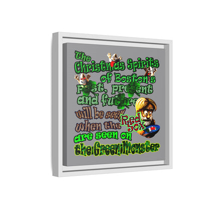 christmas spirits of boston - framed canvas art (grey)