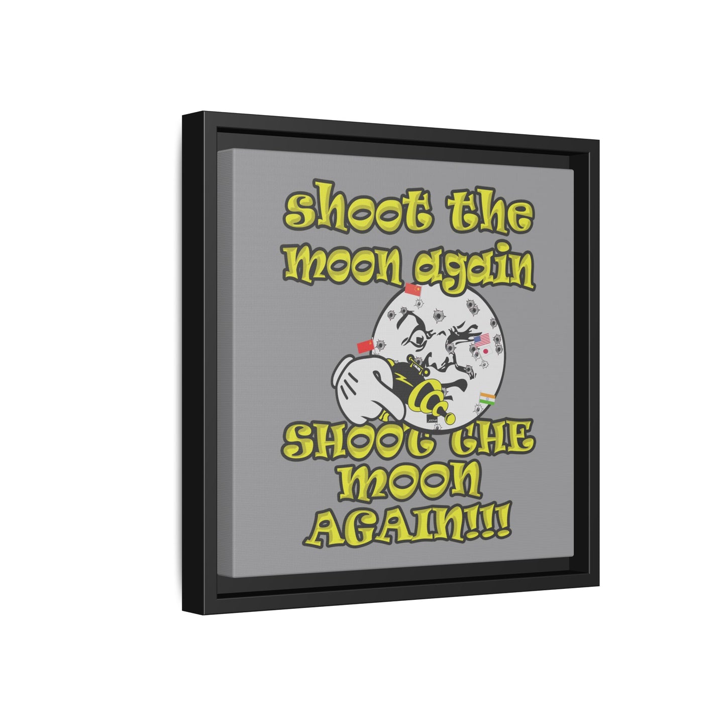 shoot the moon again - framed canvas art (grey)