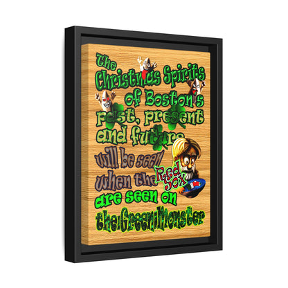 christmas spirits of boston - framed canvas art (butterscotch wood finish)