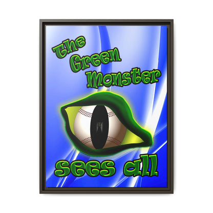 green monster - framed canvas art (blue-white wave)