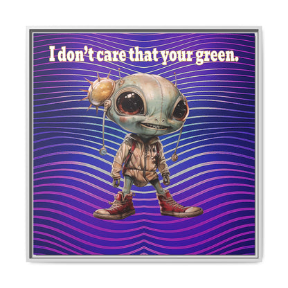 I don't care that your green - framed canvas art (purple wave)