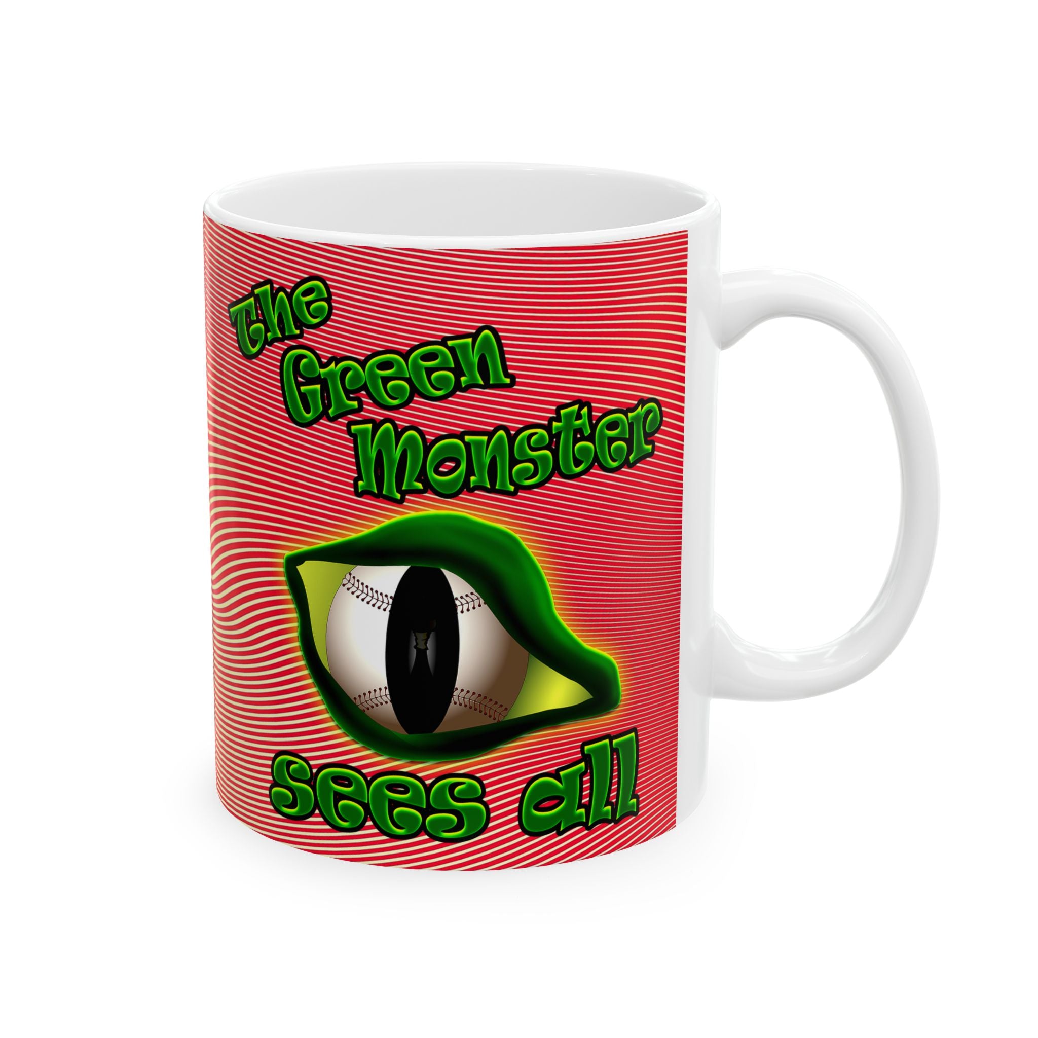 green monster - White Mug (yellow-orange wave)