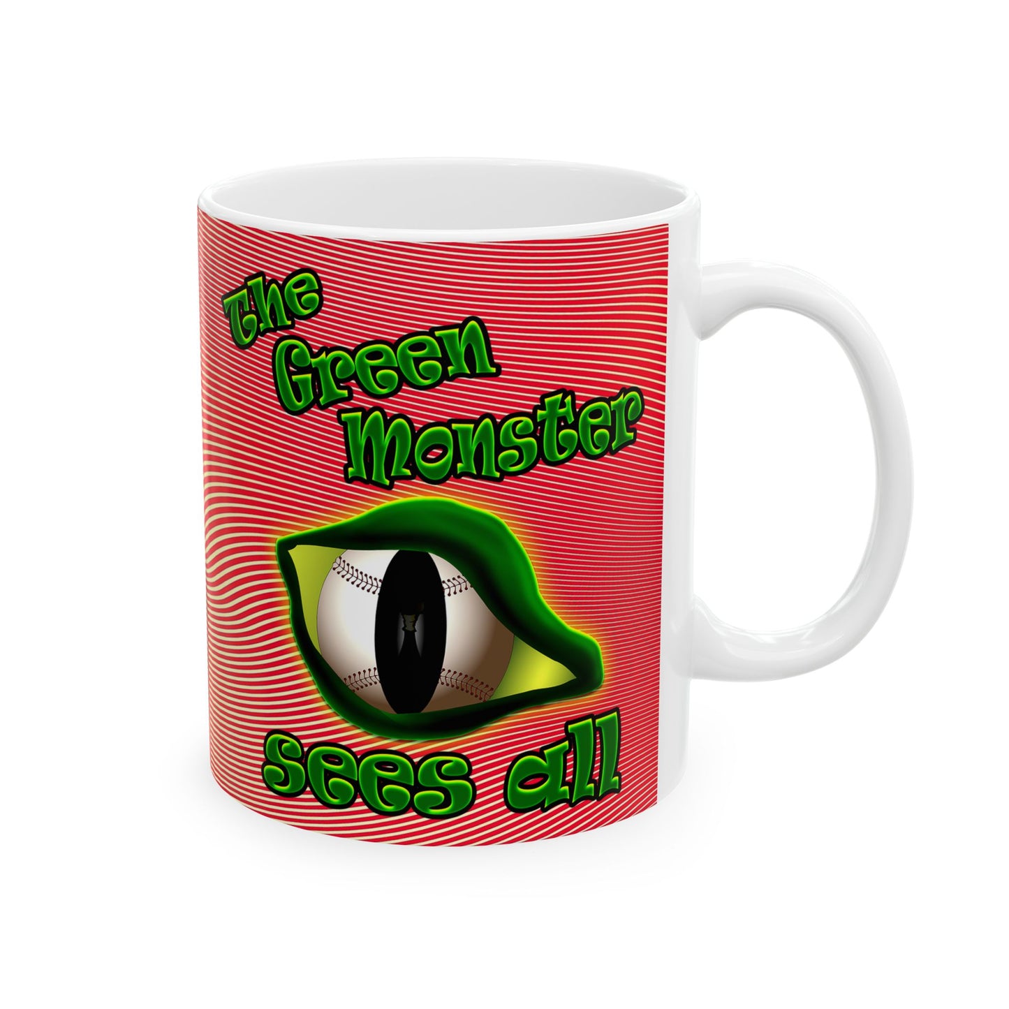 green monster - White Mug (yellow-orange wave)