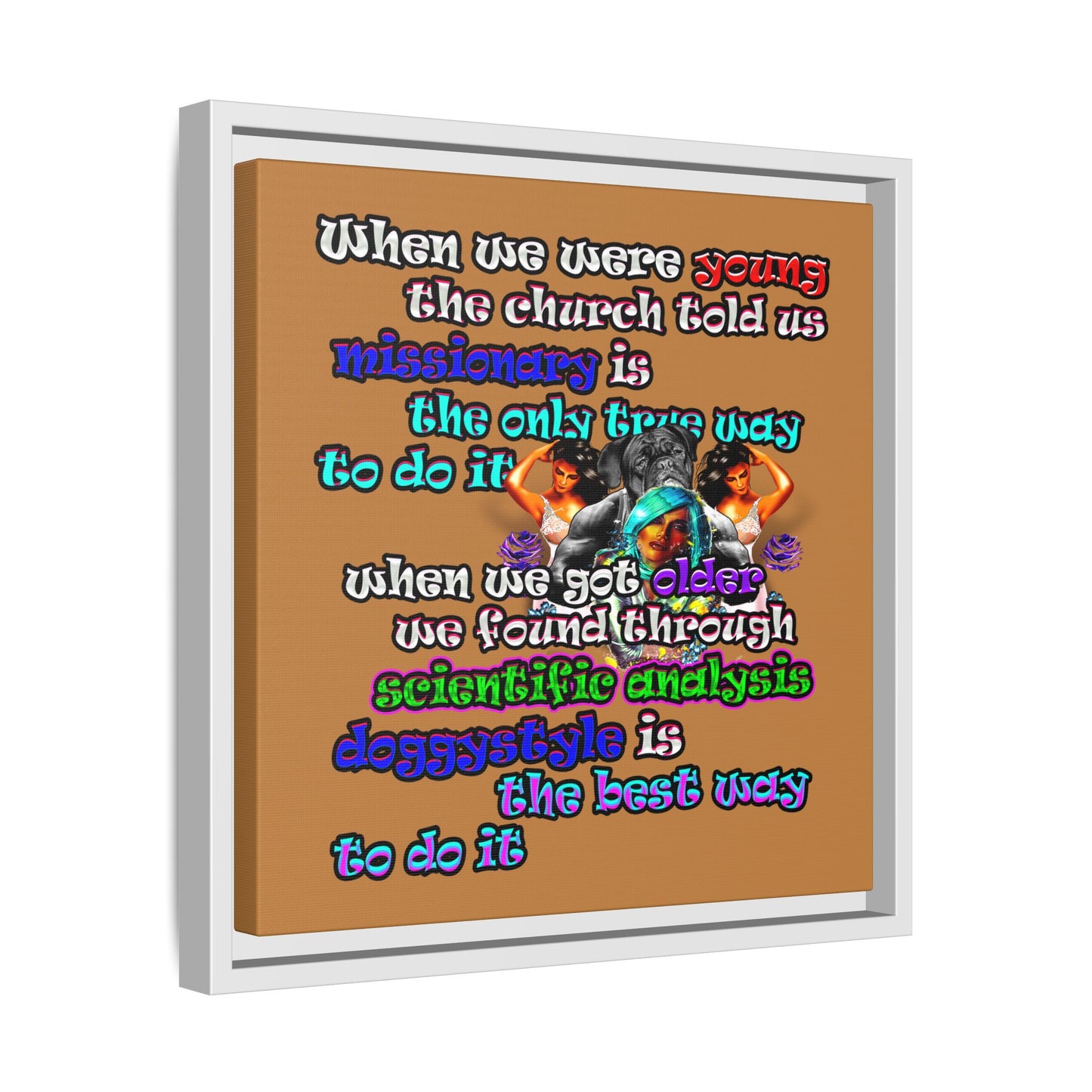 doggystyle - framed canvas art (light brown)