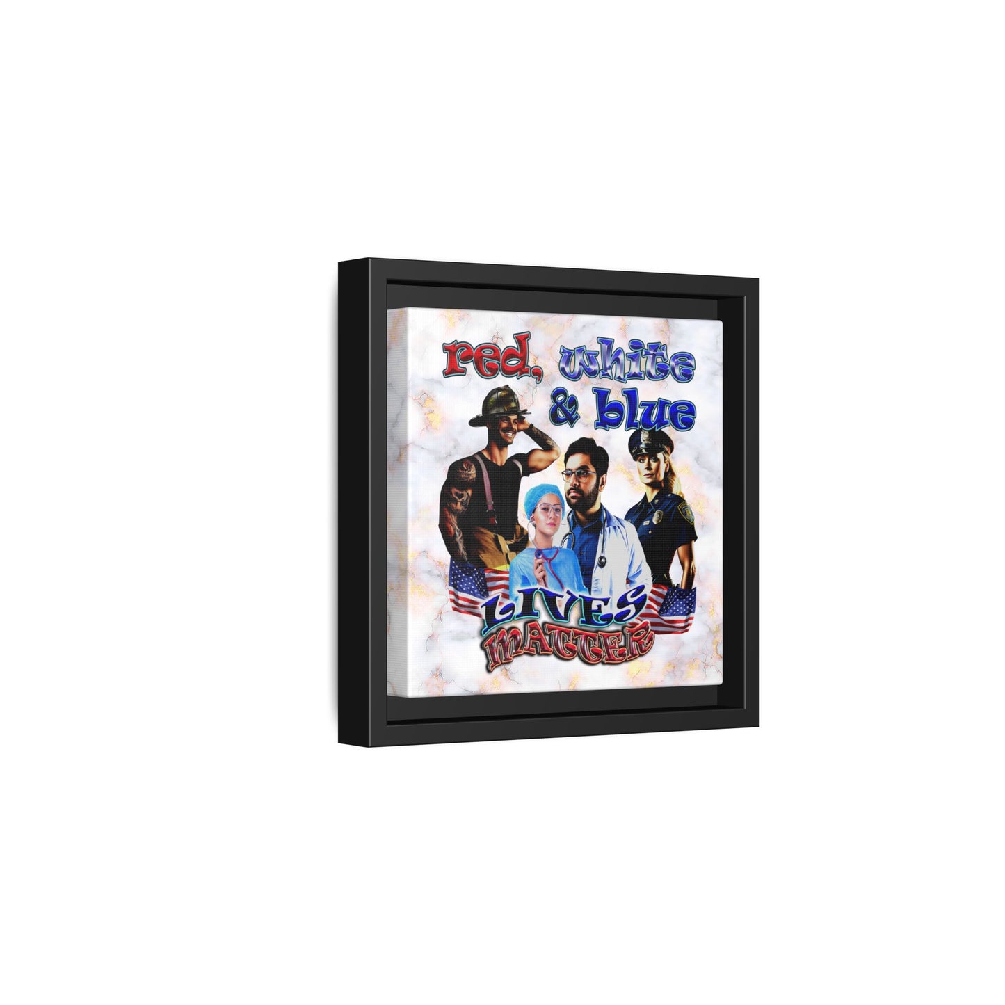rw&b lives matter - framed canvas art (white marble)