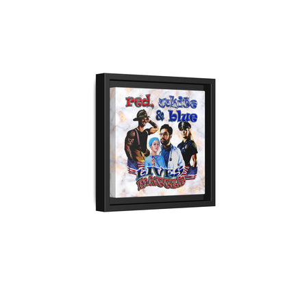 rw&b lives matter - framed canvas art (white marble)