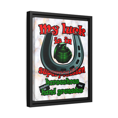 my luck - framed canvas art (white marble)