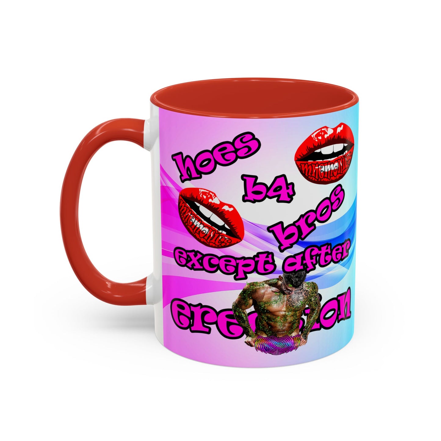 hoes b4 bros - Accent Mug (light blue-pink wave)