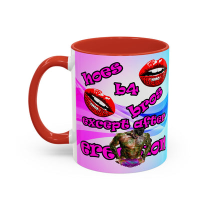 hoes b4 bros - Accent Mug (light blue-pink wave)