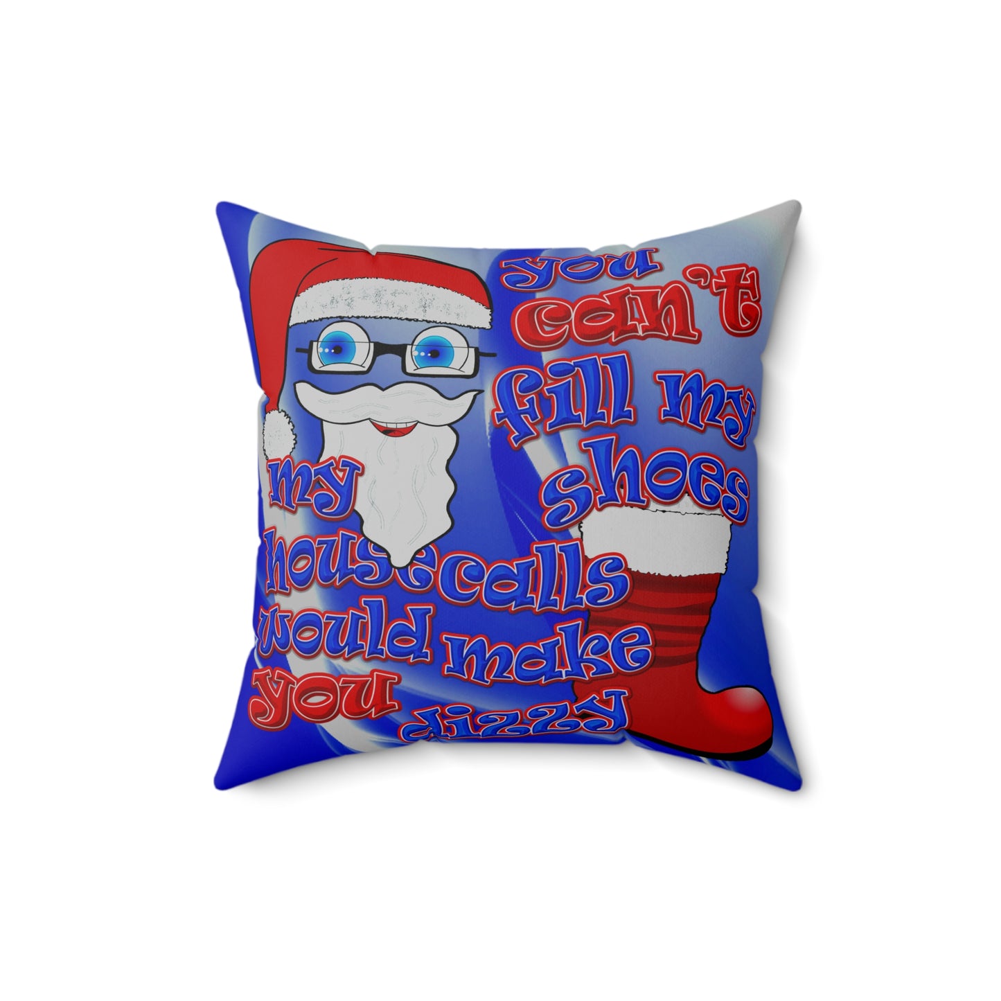 santa's shoes - Spun Polyester Square Pillow - (blue-white wave)