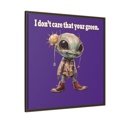 I don't care that your green - framed canvas art (purple)