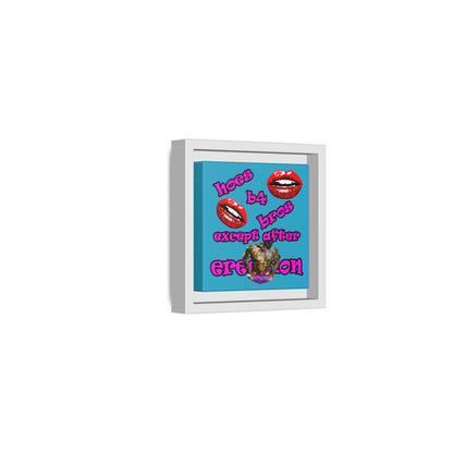 hoes b4 bros - framed canvas art (turquoise)
