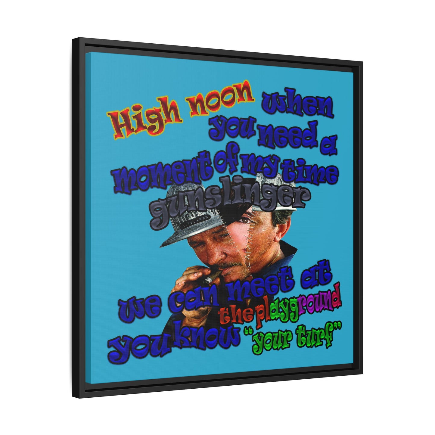 high noon - framed canvas art (turquoise)