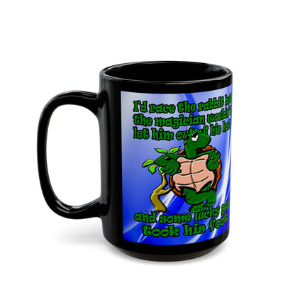 turtle race - Black Mug (blue-white wave)