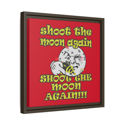 shoot the moon again - framed canvas art (dark red)