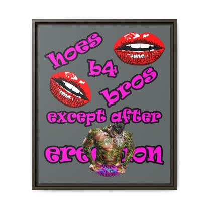 hoes b4 bros - framed canvas art (dark grey)