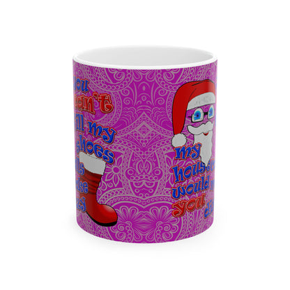 santa's shoes - White Mug (pink swirl)