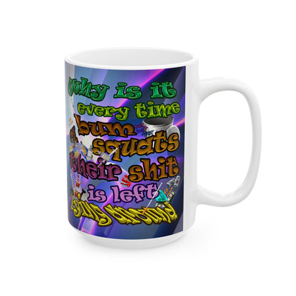 the bum's shit - White Mug (grey-pink wave)