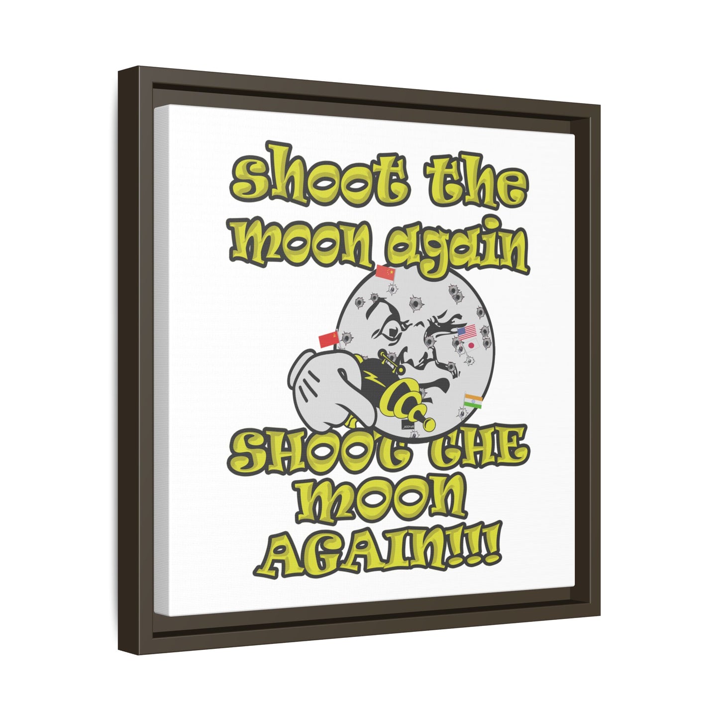 shoot the moon again - framed canvas art (white)