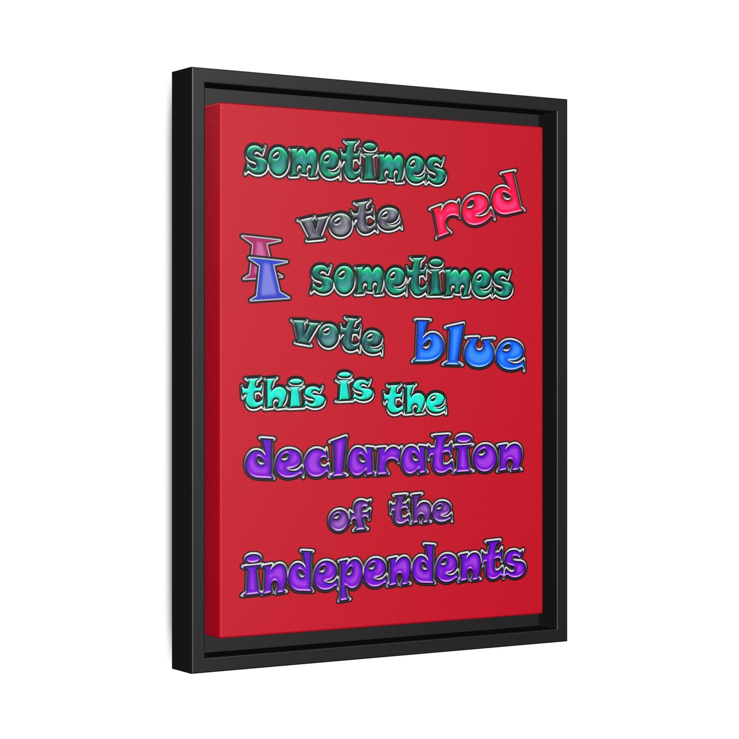 declaration of the independents - framed canvas art (dark red)