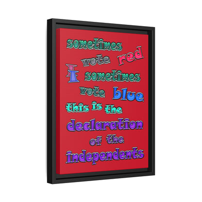 declaration of the independents - framed canvas art (dark red)