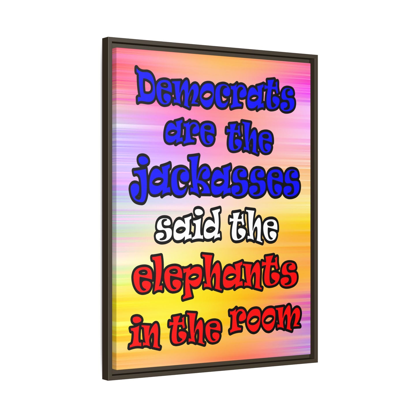 donkeys and elephants - framed canvas art (color blur)