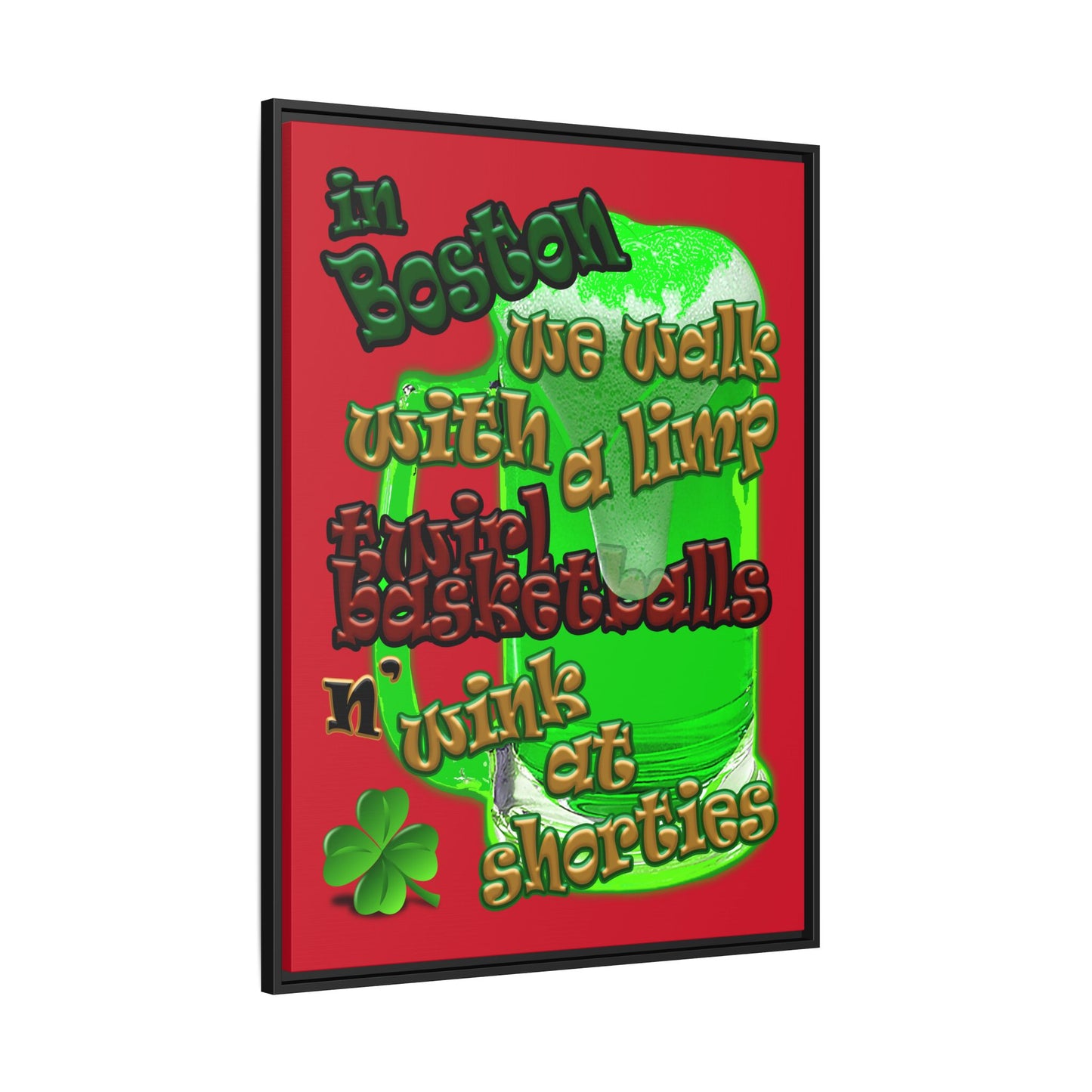 celtics logo - framed canvas art (dark red)