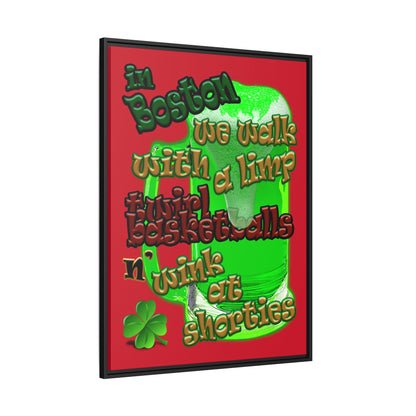 celtics logo - framed canvas art (dark red)