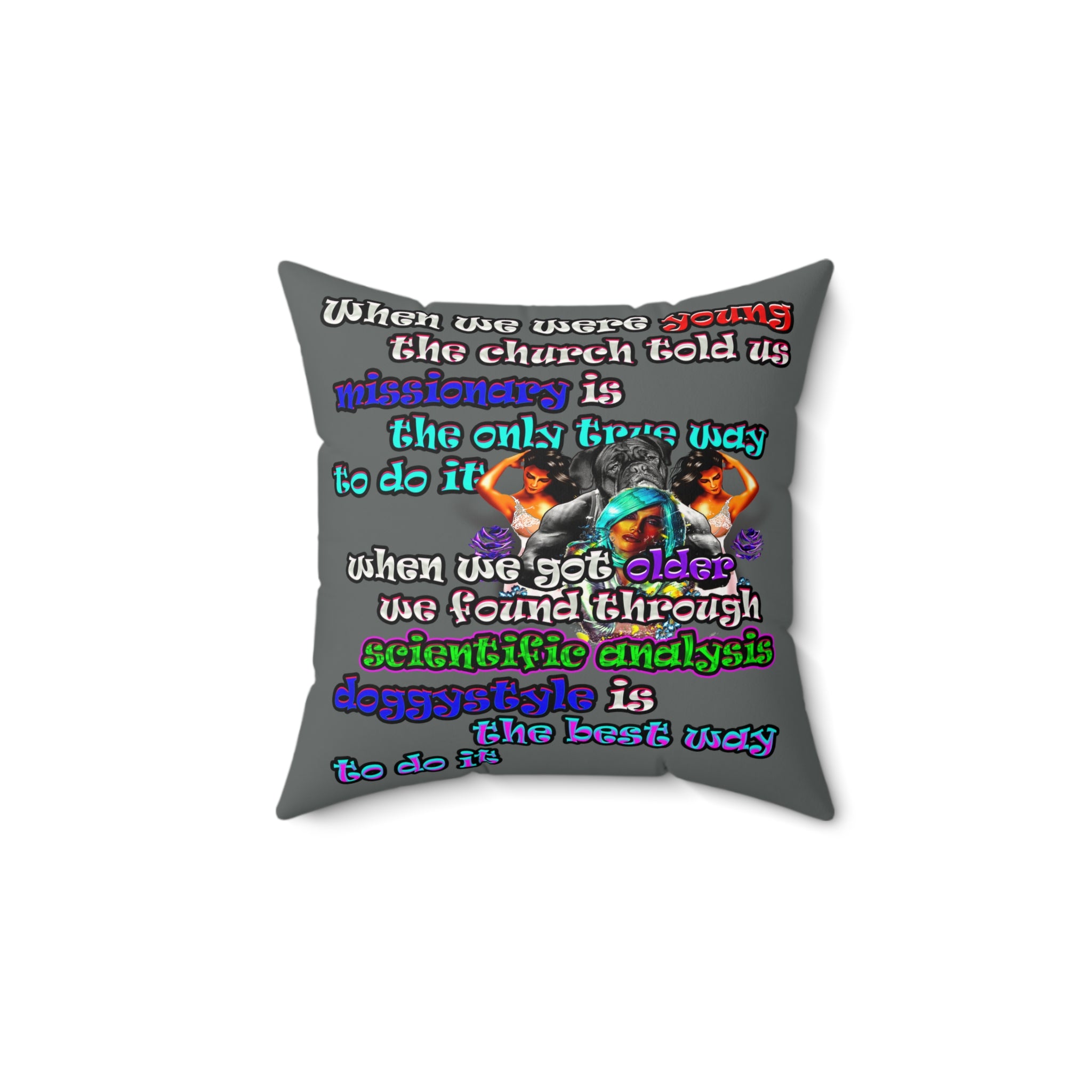 doggystyle - Faux Suede Square Pillow - (dark grey)