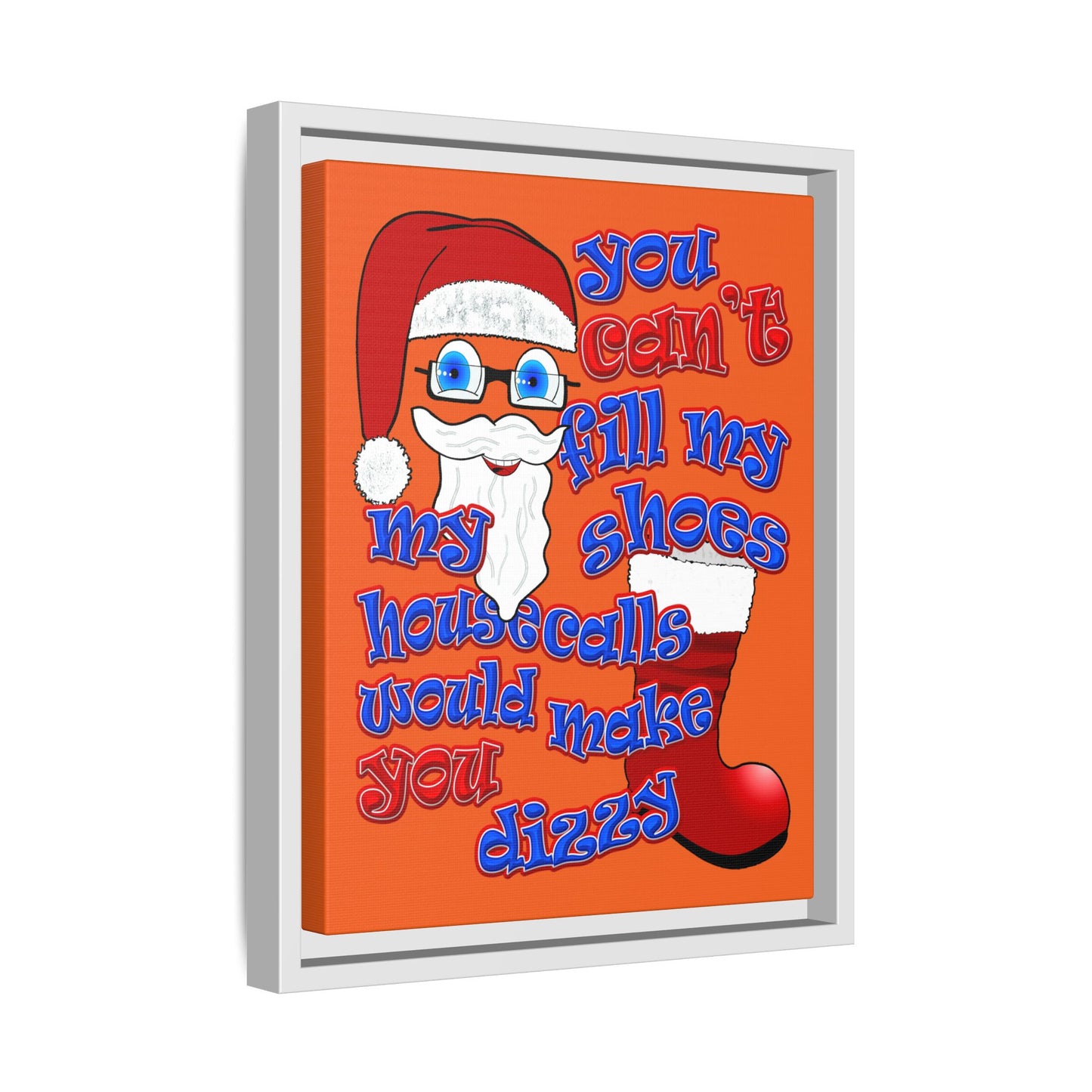santa's shoes - framed canvas art (orange)